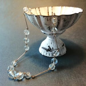 1930s Klare Kristall Halskette - Vintage Art Deco - Gliederkette im Goldton