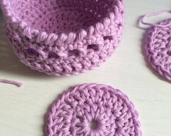 Crochet Pattern for Basket of Make up removing pads.