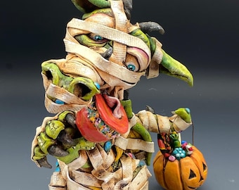 Scultura in ceramica Sherbert the Dragon, gres, ornamento in ceramica