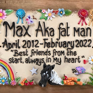Pet Memorial Plaque for Horses and Donkeys - Ceramic Stoneware Sign Custom made and personalised