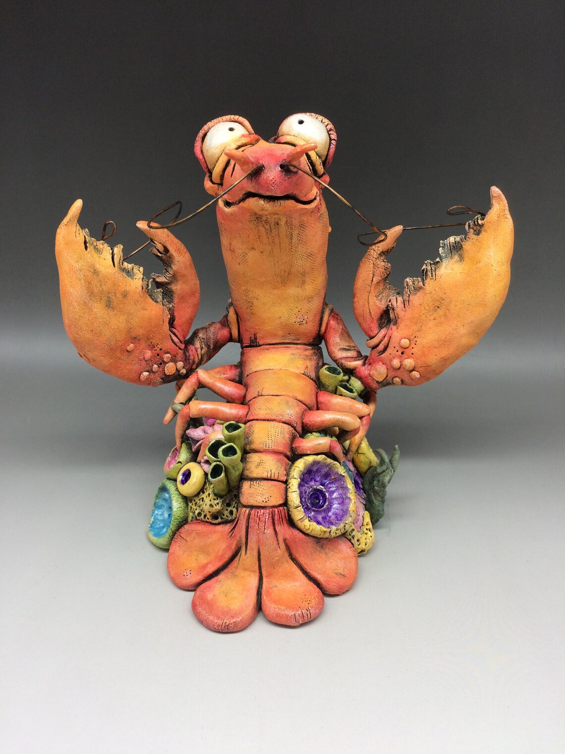 Lobster Sculpture Ceramic Whimsical animal Pottery Under the Etsy