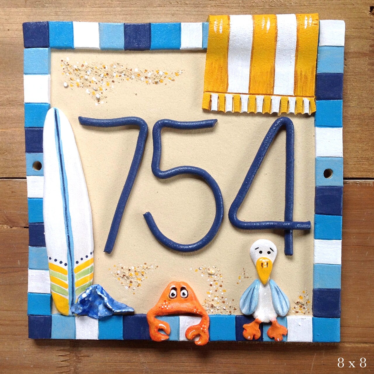 Beach House number sign address number plaque Ceramic Beach Etsy