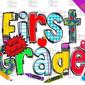 First Grade Boy Design PNG, School Grade PNG, Digital Design, Instant Download