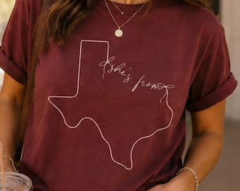 She’s From Texas Shirt Texas Girl Graphic Tee Southern State Pride Shirt Country Music Inspired Tee Texas Game Day Shirt Texas Gift for Her