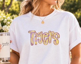 Tigers Game Day Shirt Hand Drawn Tiger Tee Cute Football Mom Shirt Fall Game Day Top Tailgate Shirt for Women