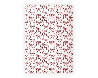 Watercolor Christmas Red Bow  Gift Wrapping Paper Roll