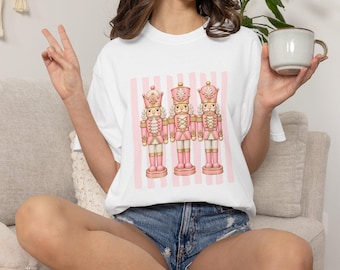Pink Nutcracker Trio T-shirt | Holiday Ballet Soldier Illustration