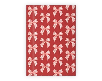 Christmas Coquette Red Stripe Bow Gift Wrapping Paper Roll