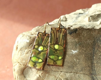 Copper Enamel Earrings Handmade | Artisan Jewelry Gift for Women