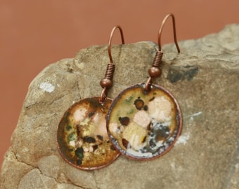 Copper Enamel Earrings