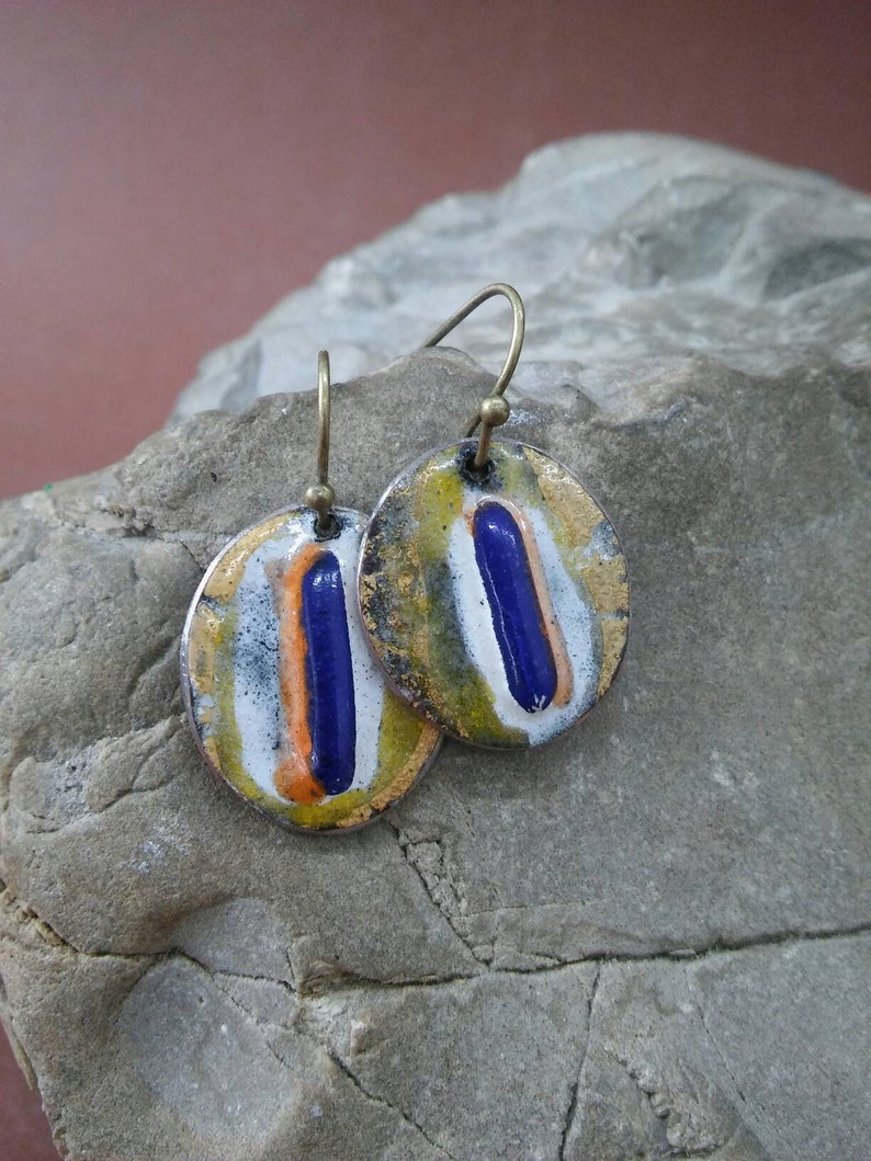 Copper Enamel Earrings