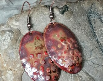Copper Enamel Earrings