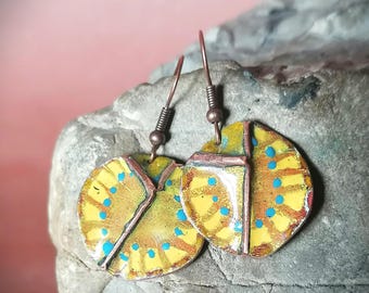 Copper Enamel Earrings