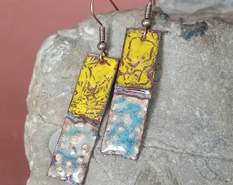 Copper Enamel Earrings