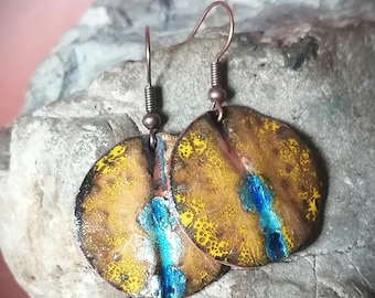 Copper Enamel Earrings