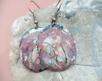 Copper Enamel Earrings