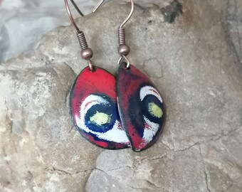Copper Enamel Earrings