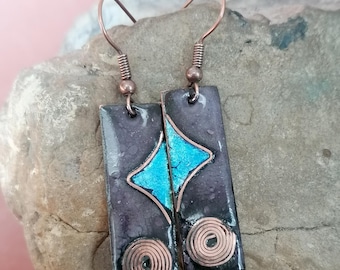 Copper Enamel Earrings