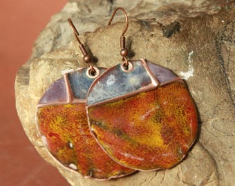 Copper Enamel Earrings