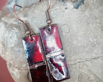 Copper Enamel Earrings