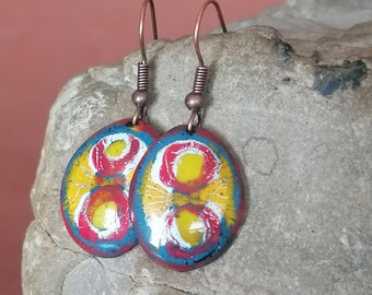 Copper Enamel Earrings
