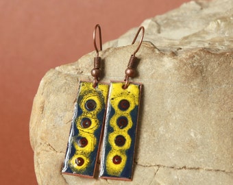 Copper Enamel Earrings