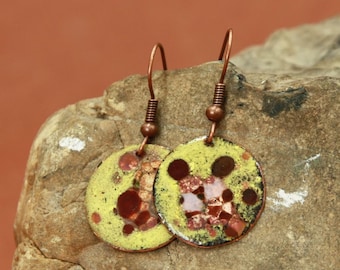 Copper Enamel Earrings