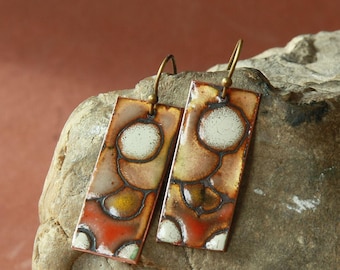 Copper Enamel Earrings Handmade | Artisan Jewelry Gift for Women