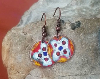 Copper Enamel Earrings
