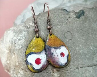 Copper Enamel Earrings
