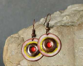 Copper Enamel Earrings