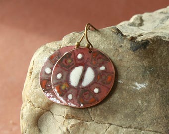 Copper Enamel Earrings