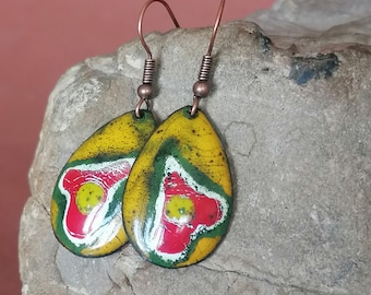 Copper Enamel Earrings