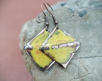 Copper Enamel Earrings