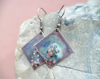 Copper Enamel Earrings