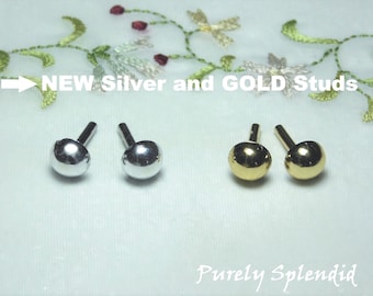 Silver and Gold Studs, Large for 18inch Girl Dolls, American Made