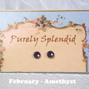American made 2mm girl doll earrings February Amethyst | Purely Splendid