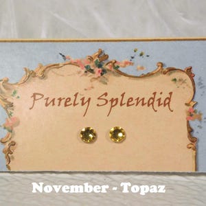 Birthstone 2mm studs for 18 inch girl dolls American made November Topaz | Purely Splendid