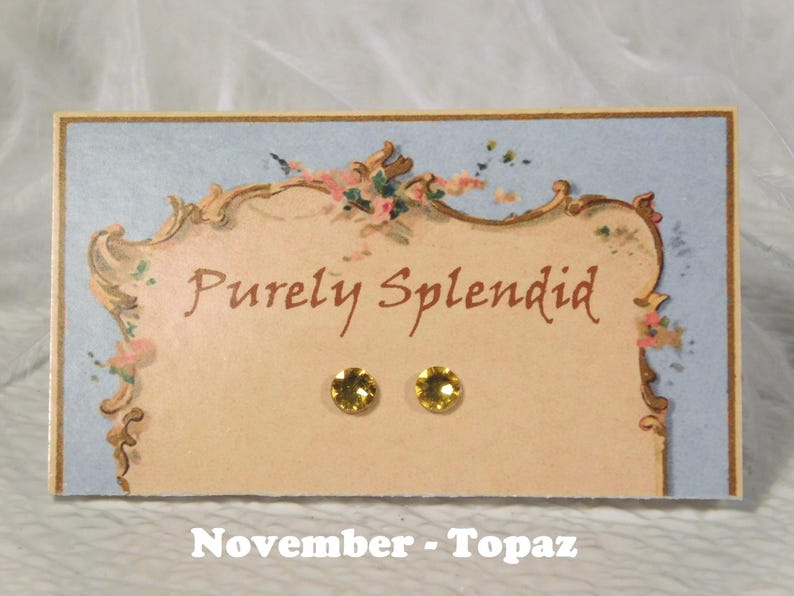 Birthstone 2mm studs for 18 inch girl dolls American made November Topaz | Purely Splendid