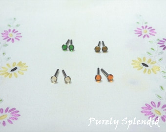 Crystal Doll Studs - Earthy, for girl dolls with 2mm holes, American made