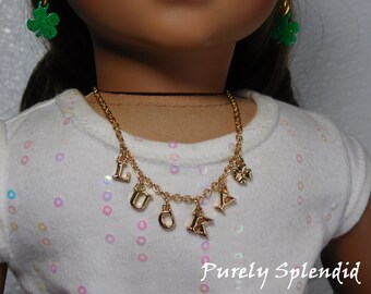 Lucky Necklace for 18 inch Girl Dolls, American made doll jewelry, St Patricks Day