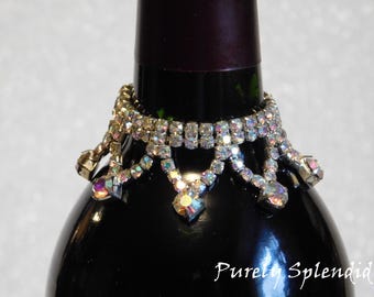 Aurora Borealis Wine Bottle Bling Necklace, reusable, you supply the bottle