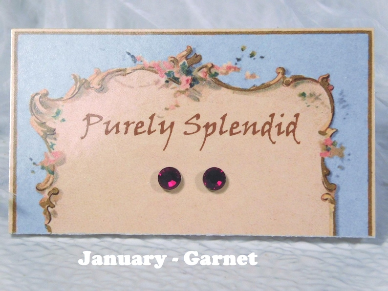 January - Garnet 2mm sized studs for girl dolls American made | Purely Splendid