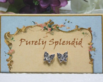 Sparkling Butterfly Stud Earrings for girl dolls who wear 2mm posts, American made