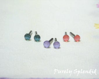 Crystal Doll Studs, Lilac, Light Coral, Royal Green, for Girl Dolls w/2mm hole, American made