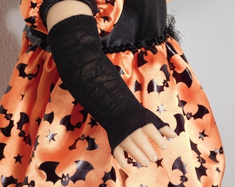 Black Spiderweb Fingerless Gloves for 18 inch Girl Dolls, American made PERFECT FIT