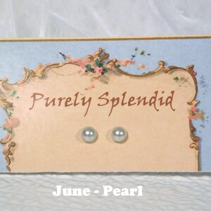June - Pearl 2mm sized studs for girl dolls, American made | Purely Splendid