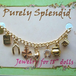 Good Luck Charm Bracelet for 18 inch Girl Dolls, American made doll jewelry