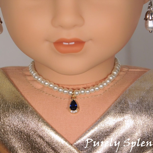 Classic Pearl Choker Necklace with or without pendant for 18 inch girl dolls, American made glamour doll jewelry