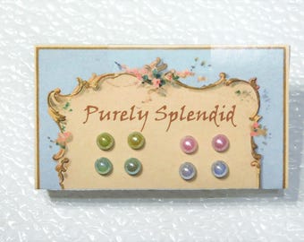 Pearl Doll Studs- set of 4, Perfect fit for girl dolls with 2mm hole, wear alone or w/ear dangles, Iridescent Pastel Pearl, American made
